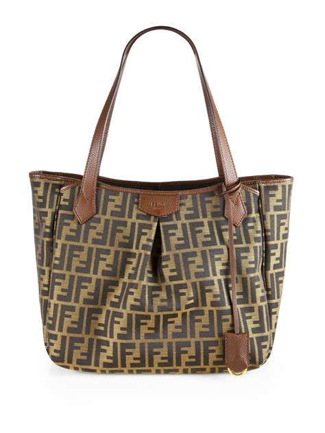 fendi zucca handbag brown|fendi zucca shopper tote.